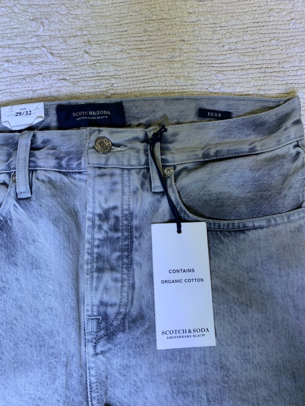 Men’s Scotch & Soda Light Gray Acid-Wash Denim Jeans Brand New with Tags